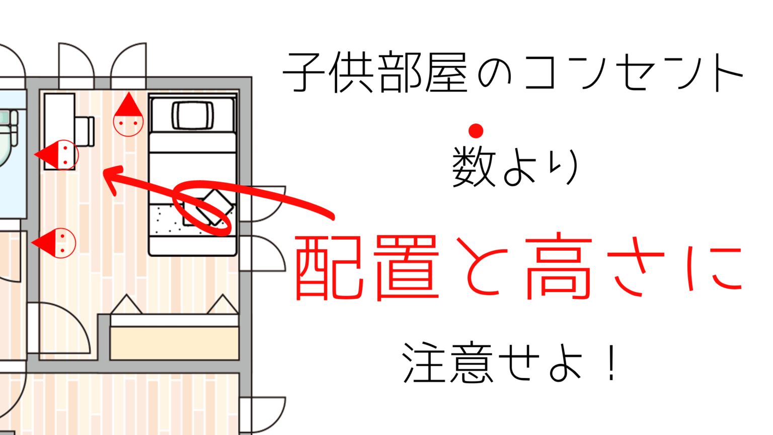 子供部屋のコンセント位置と高さはどこがいい？ベスト配置は3エリア！｜新築の間取りで失敗！後悔ブログ